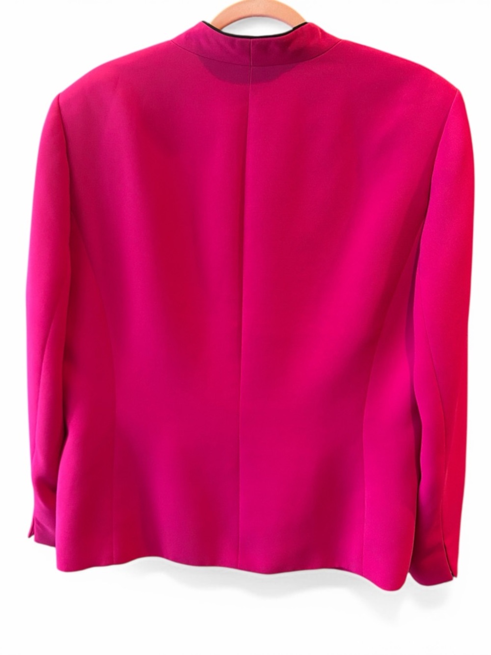 Jones New York VINTAGE 90s Hot Pink w/black trim Collarless Single-Button Blazer - Picture 3 of 6